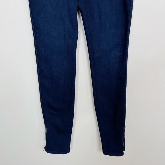 Alice + Olivia Dark Wash Skinny Jeans with Zip Ankle Size 6 Cotton Stretch - Picture 4 of 11